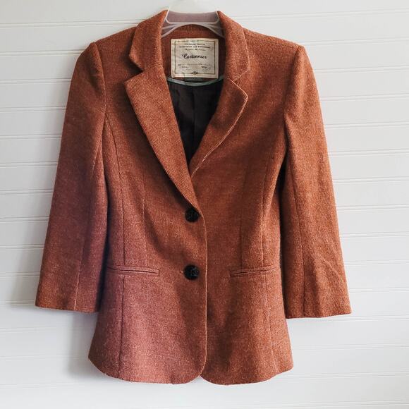 Anthropologie Jackets & Blazers - Anthropologie Cartonnier Jacket Womens XS Rusty Orange Soft Knit Blazer Lined
